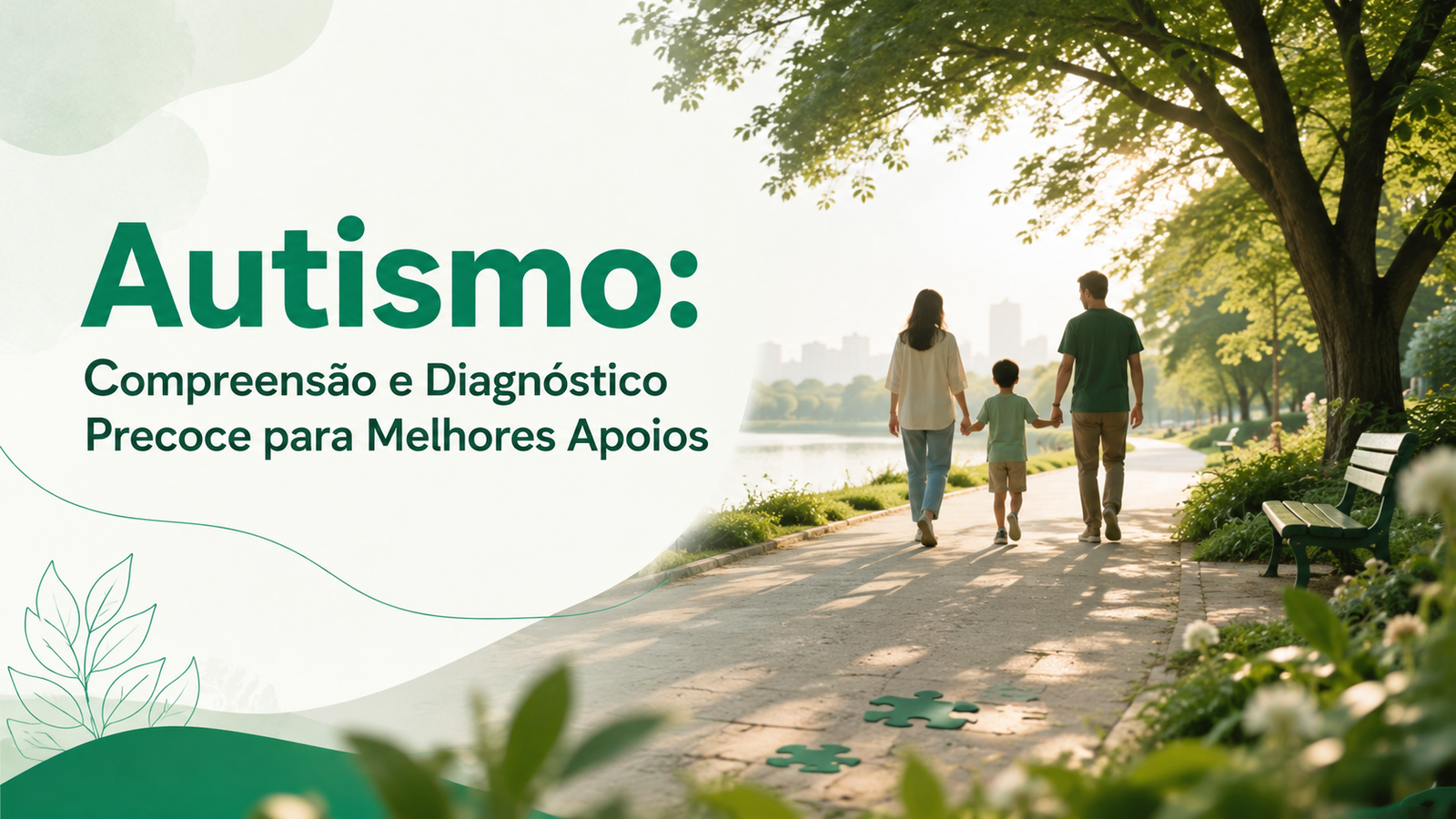 Capa de blog minimalista e acolhedora sobre autismo, com título legível e paleta suave