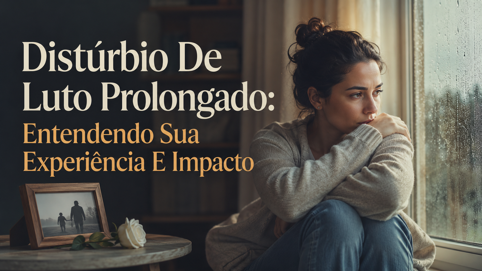 Pessoa solitária contemplando janela, representando distúrbio de luto prolongado